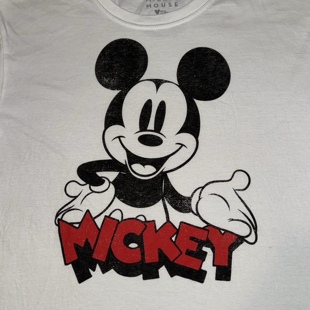 Disney Mickey Mouse white mens T-shirt shortsleeve white red black size Large - Picture 2 of 4